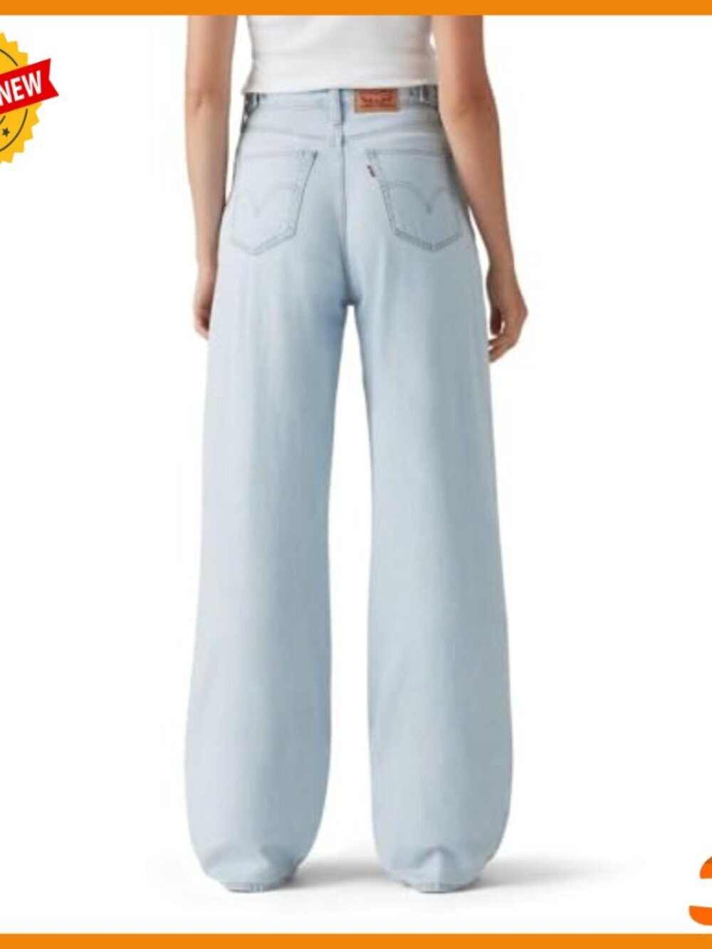 High Rise Baggy Jeans with Adjustable Cinch Back, Straight Leg Fit - Picture 2 of 4